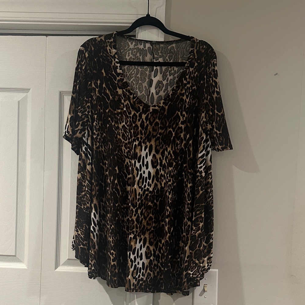 Animal Print V-Neck Blouse